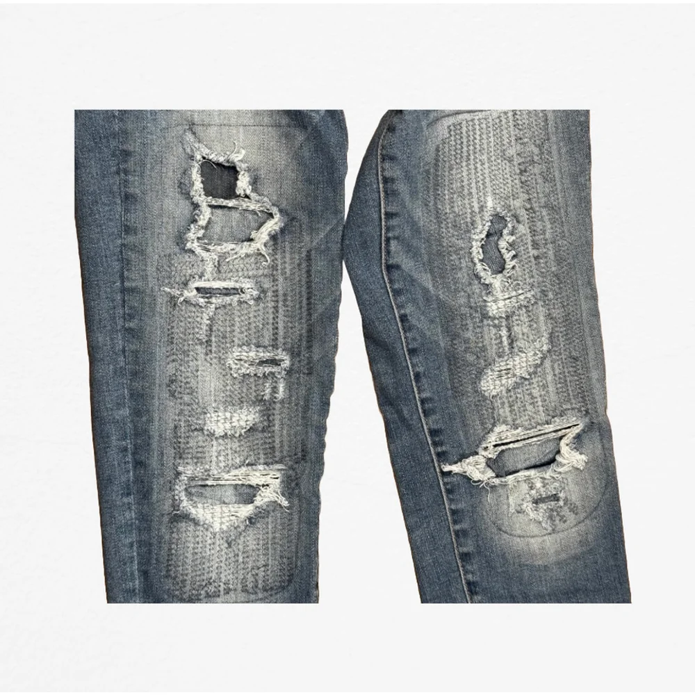 Women's American Eagle Blue Distressed Super Stretch Jeggings Size 2 R